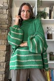 Big Softie Stripe Funnel Grunge Knit Jade /8=